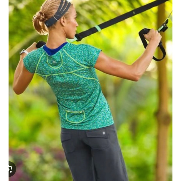 Atheta Pop Space Dye Shirt Womens XS Reflective Strip Short Sleeve Wicking Tee - Picture 13 of 14